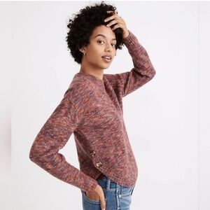 Madewell Space Dyed Birchmont Side Button Pullover Sweater  Wool Blend Women’s L